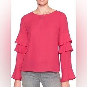 Banana Republic Pink Ruffle Sleeve Top